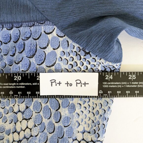 Allison Daley Women's Size 16 Button Down Blouse Blue Patchwork Embroidered - Picture 9 of 12